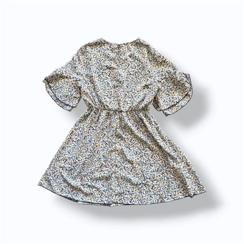 Floral Tiered-Sleeve A-Line multicolor Sun Dress
